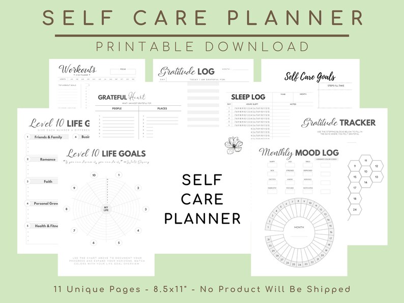Self Care Planner Self Care Wheel Ideas Checklist Routine Etsy