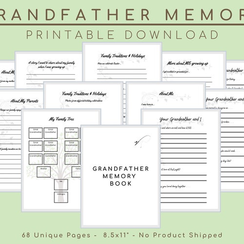 Grandfather Memory Book Grandpa Legacy Book Grandparent Etsy