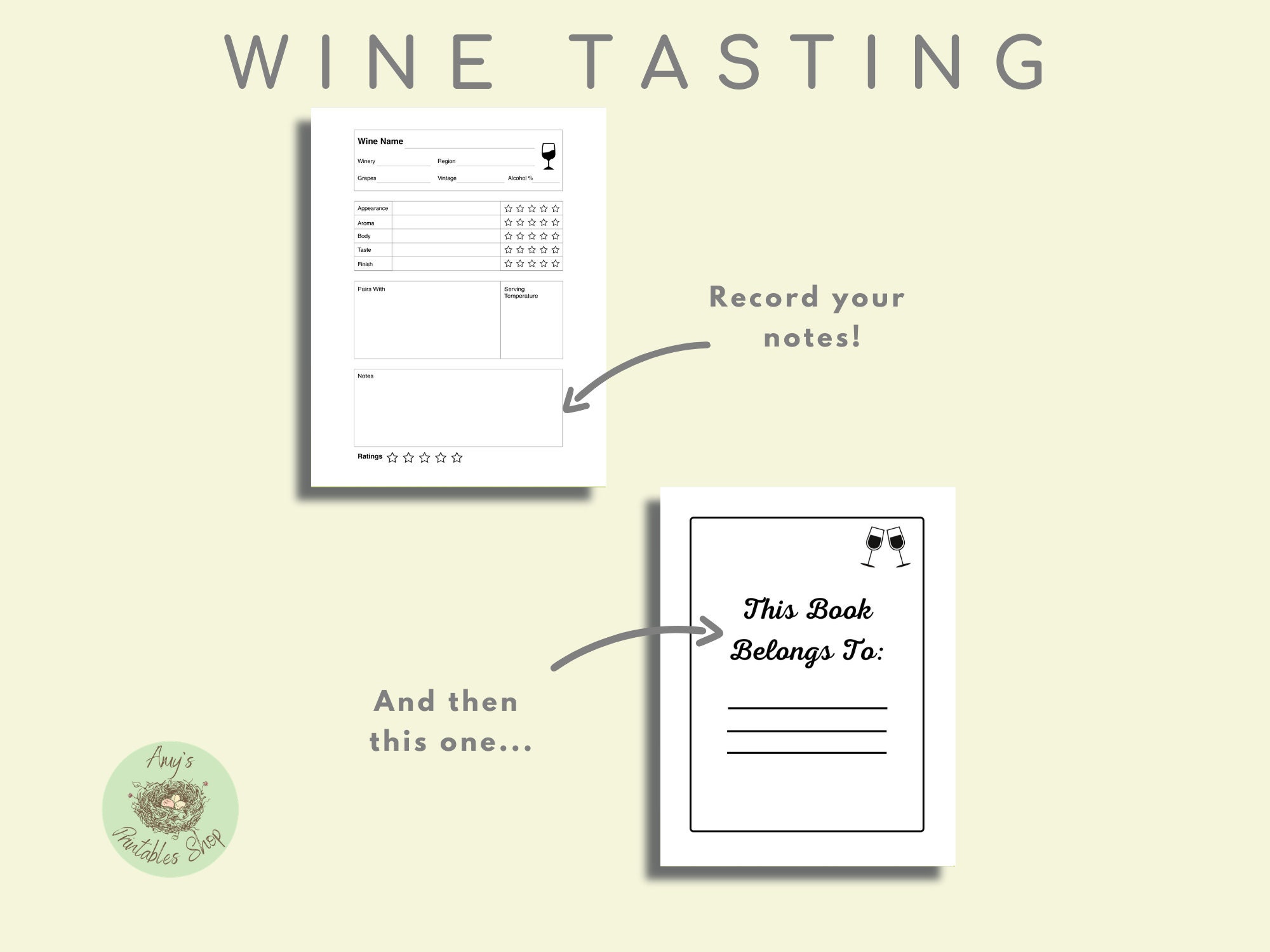 Wines Tasting Notes Wine Tasting Journal Party at Home Kit Etsy