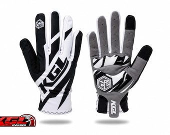 Phantom Grip (Zwart/Wit) KGL Korte Sim Racing Handschoenen (Lycra), Touchscreen, Karting