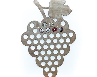 Champagne capsule verzamelaar Druiventros, houten wanddecoratie voor 45 capsules, cadeau