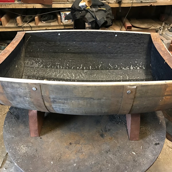 Solid Whisky Barrel oak planter horizontal/tub/cradle/trough