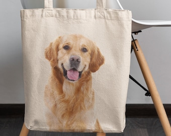 Golden Retriever Tote Bag: Dog Lover Gift, Reusable Shopping Bag