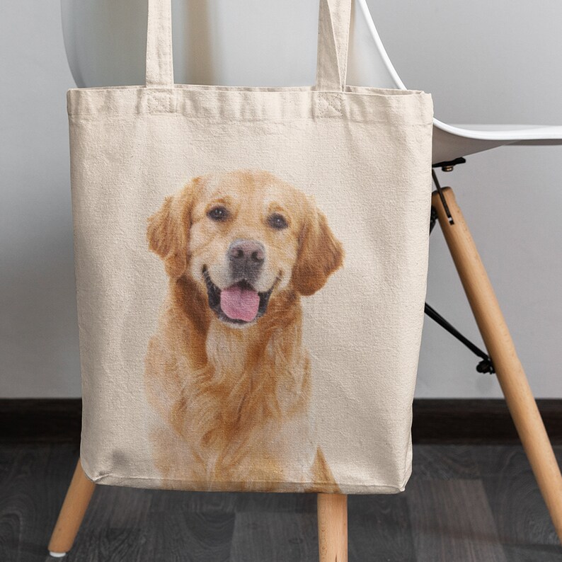 thumbnail image 2 of Christmas Golden Retriever Dog Canvas Tote Bag For Shopping 13x15, Xmas 2 of 12