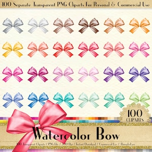 100 clipart fiocco acquerello, nastro, 100 clipart acquerello, clipart PNG, clipart pianificatore, clip art ragazza, addio al nubilato, San Valentino, clipart di moda