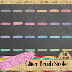 100 Glitter Brush Stroke Clip Arts 300 Dpi PNG Planner Clip art Glitter Celebration Baby Shower Birthday Party Fairy Tale Fantasy Christmas