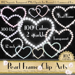 102 Pearl Heart Frame Clipart, hart Frame, Pearl Frame, Pearl Clip Art, 100 PNG Clipart, Planner Clipart, luxe Clip Arts, Love Frame