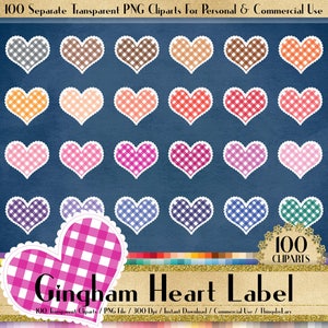 100 Gingham Heart Frame Cliparts,100 PNG Clipart,100 Transparent Clip Arts,Gingham Badge,Gingham Frame,Gingham Label,Heart Frame,scrapbook