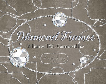 30 Real Diamond Frames Clip Arts 300 Dpi PNG Transparent Instant Download Commercial Use Diamond Oval frame wedding frame diamond scrapbook