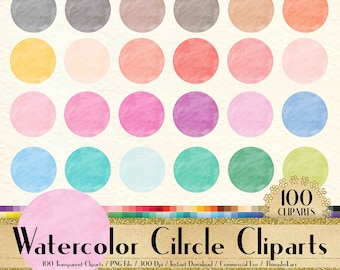 100 Watercolor Circle Clipart, Frame Clipart, Watercolor Clipart, Love Clipart, 100 PNG Clipart, Planner Clipart, Valentine Clip Arts
