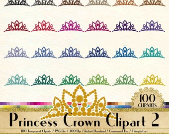 100 Princess Crown Clipart, Tiara Clipart, Crown Clipart, Royal Clipart, 100 PNG Clipart, Planner Clipart, Fairytale Princess  Clip Art