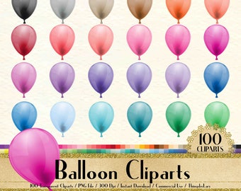 100 Transparent Balloon Clipart, Balloon Clipart, Transparent Clipart, 100 PNG Clipart, Planner Clipart, Rainbow Clip Arts