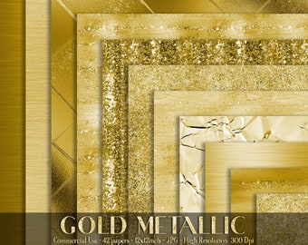 42 carte metallizzate oro 12 pollici, carta pianificatore 300 Dpi, uso commerciale, carta scrapbook, oro metallizzato, carta oro di lusso, digitale metallizzato