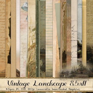 16 vintage Paysage Voyage Carte postale Nature Papiers numériques 8.5x11 » 300 dpi utilisation commerciale téléchargement instantané vintage Printable travel Journal