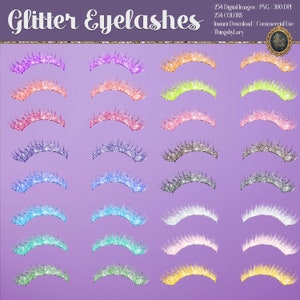 254 Glitter Eyelashes Set Clip arts 300 Dpi Instant Download Commercial Use Bridal Shower Wedding Valentine Date Beauty Fashion Illustraion