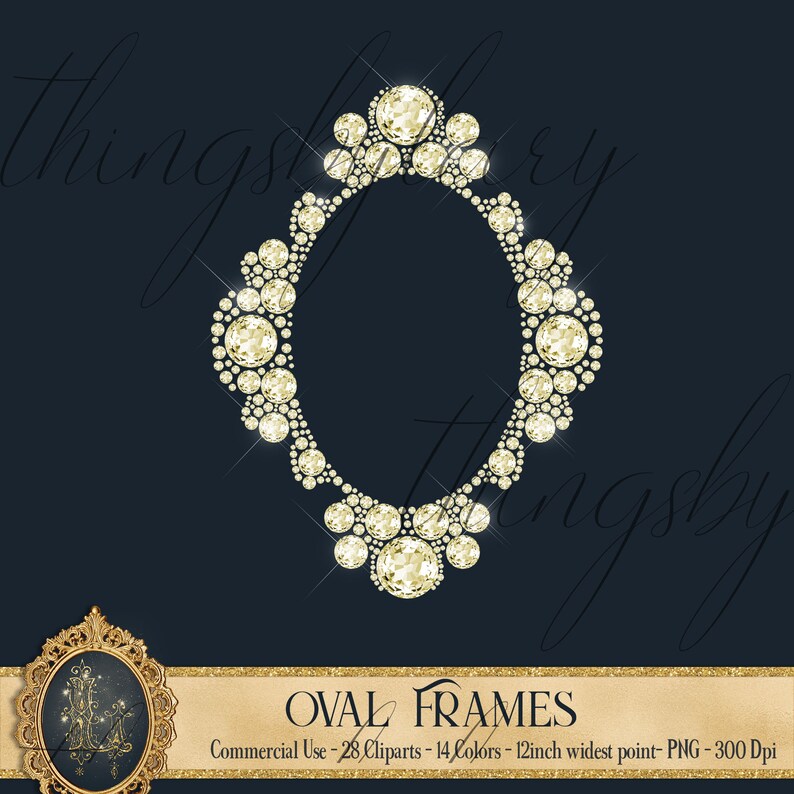 28 Diamond and Pearl Oval Frames 300 Dpi Instant Download Etsy