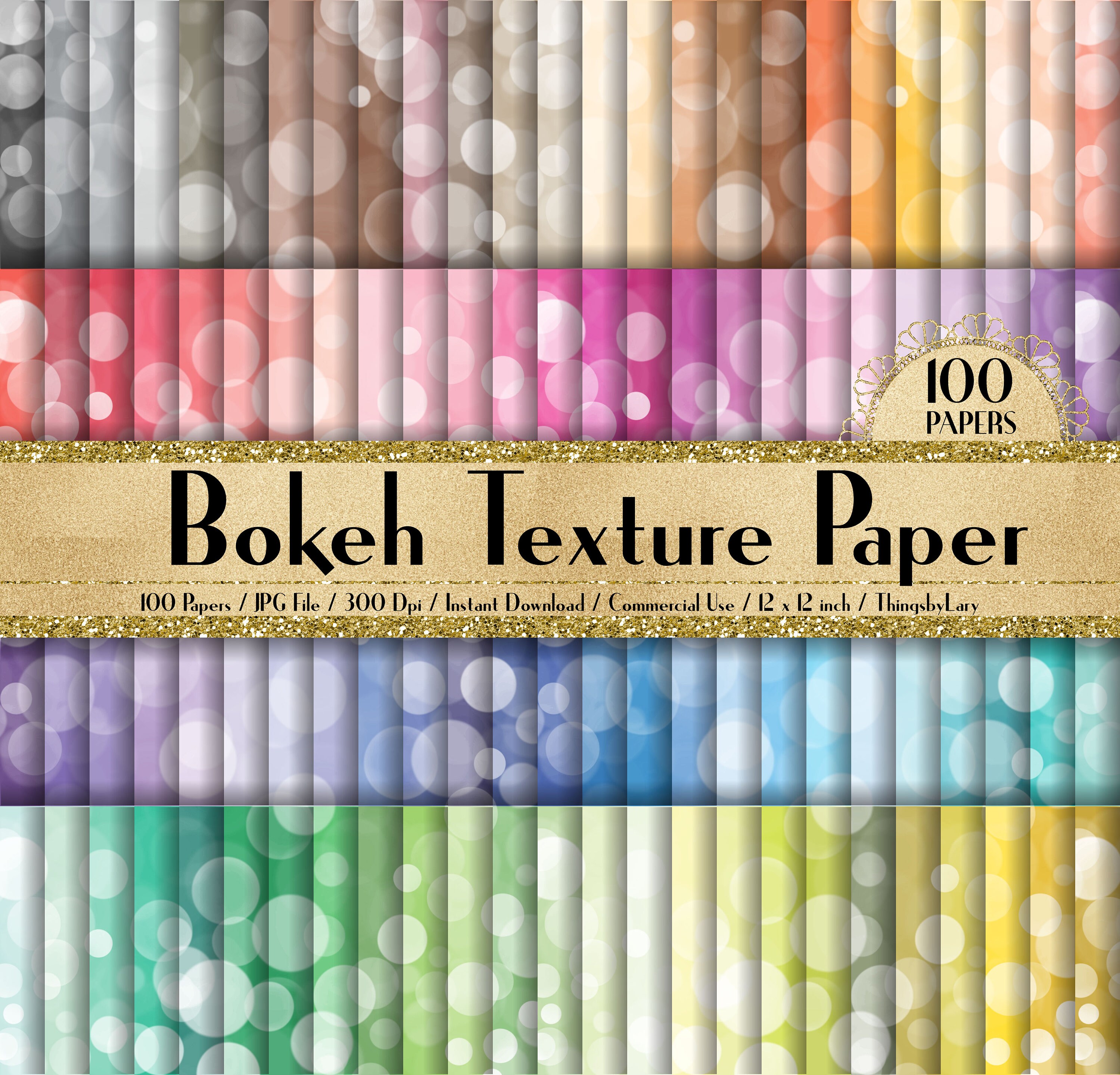 100 Bokeh Texture Papers in 12inch, 300 Dpi Planner Paper, Scrapbook ...
