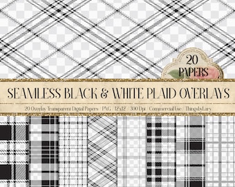 20 Seamless Black Plaid Overlays PNG Images Commercial Use Transparent plaid background flannel shirt blanket Tartan Scottish check tweed