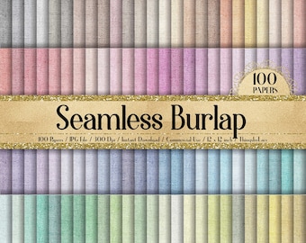 100 Seamless Realistic Burlap Texture Digital Papers 12x12" 300 Dpi Planner Paper Instant Download Commercial Use Wedding Shabby Chic Linen