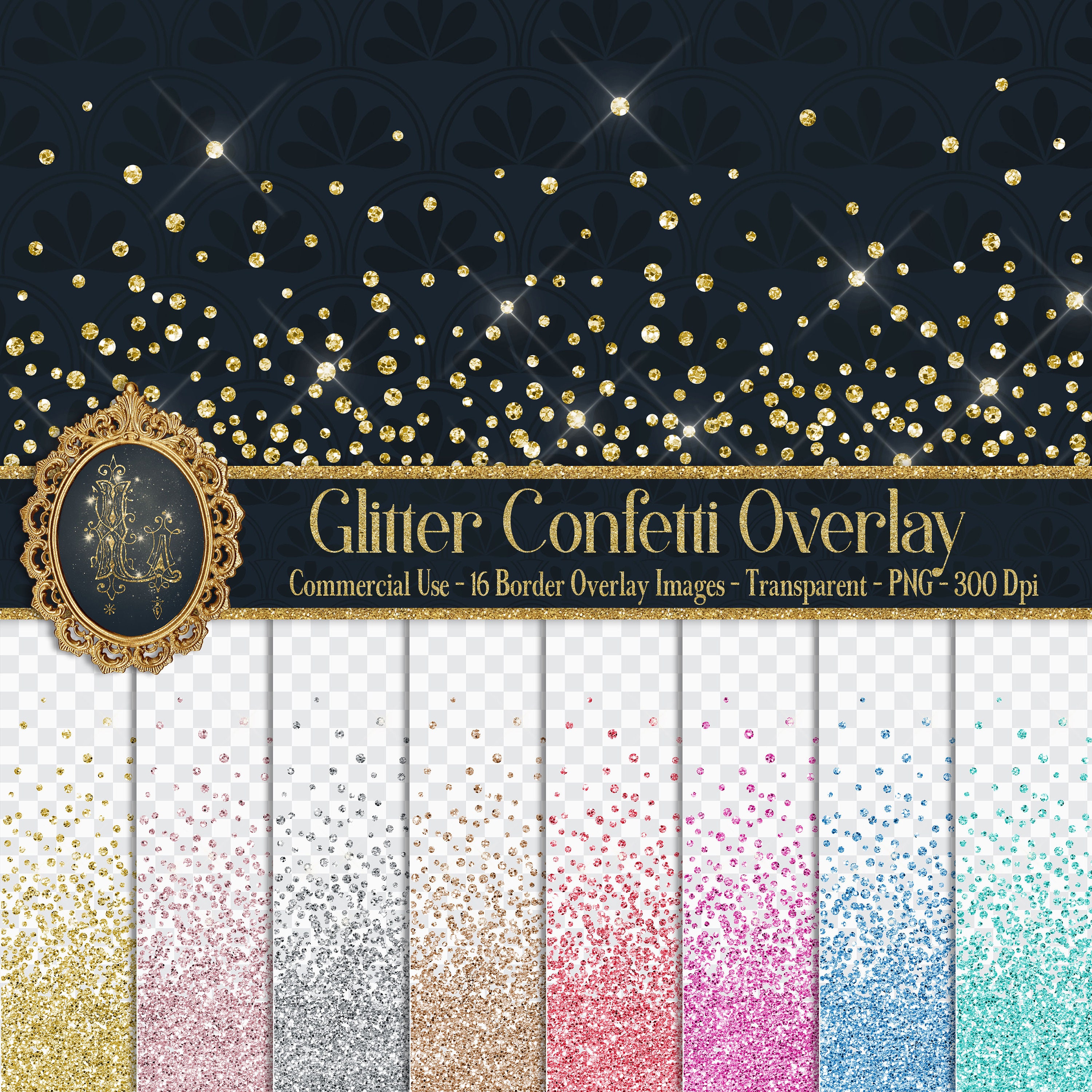 16 Glitter Confetti Overlay Images, 16 Colors, Glitter Borders, Glitter  Confetti Clipart, Digital Confetti, Glitter Overlay, Commercial Use 