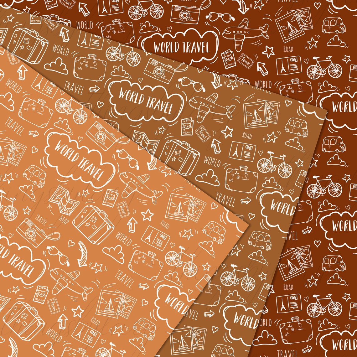 Toursit Paper 100 Seamless World Travel Vacation Digital Papers Commercial Use ...
