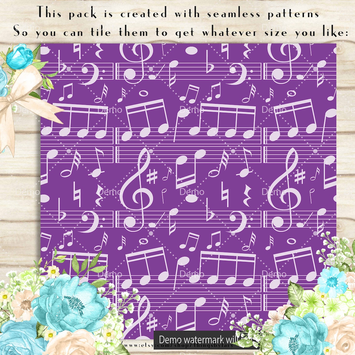 100 Seamless Music Note Papers in 12 X 12 300 Dpi Etsy