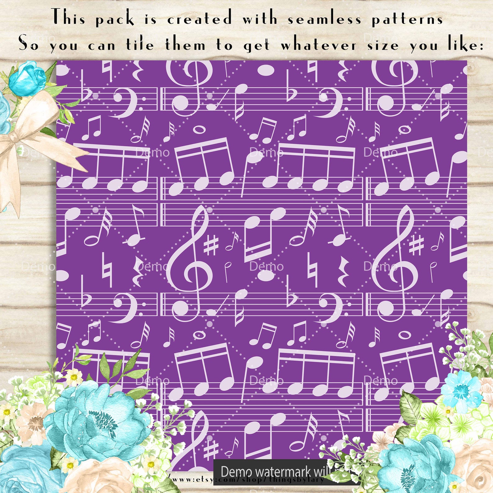 100 Seamless Music Note Papers in 12 X 12 300 Dpi Etsy