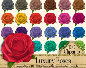 100 Luxury Rose Cliparts, Fashion Cliparts 300 Dpi Instant Download Commercial Use, Scrapbook Mother Day Kit, Valentine Kit, Rose Kit