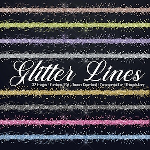 32 Seamless Glitter Border Line Overlay Images 300 Dpi PNG Commercial Use Instant Download 16 Colors Glitter Overlay Photo Party Overlay