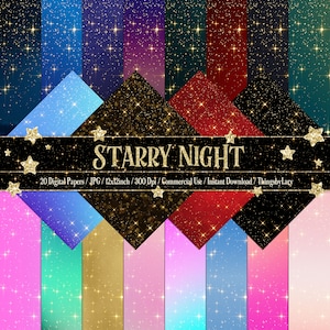 20 luxe gouden sterrenhemel digitale papieren, Galaxy Paper, 300 dpi, instant download, commercieel gebruik, bruidsdouche, trouwkaart, nieuwjaarsfeest