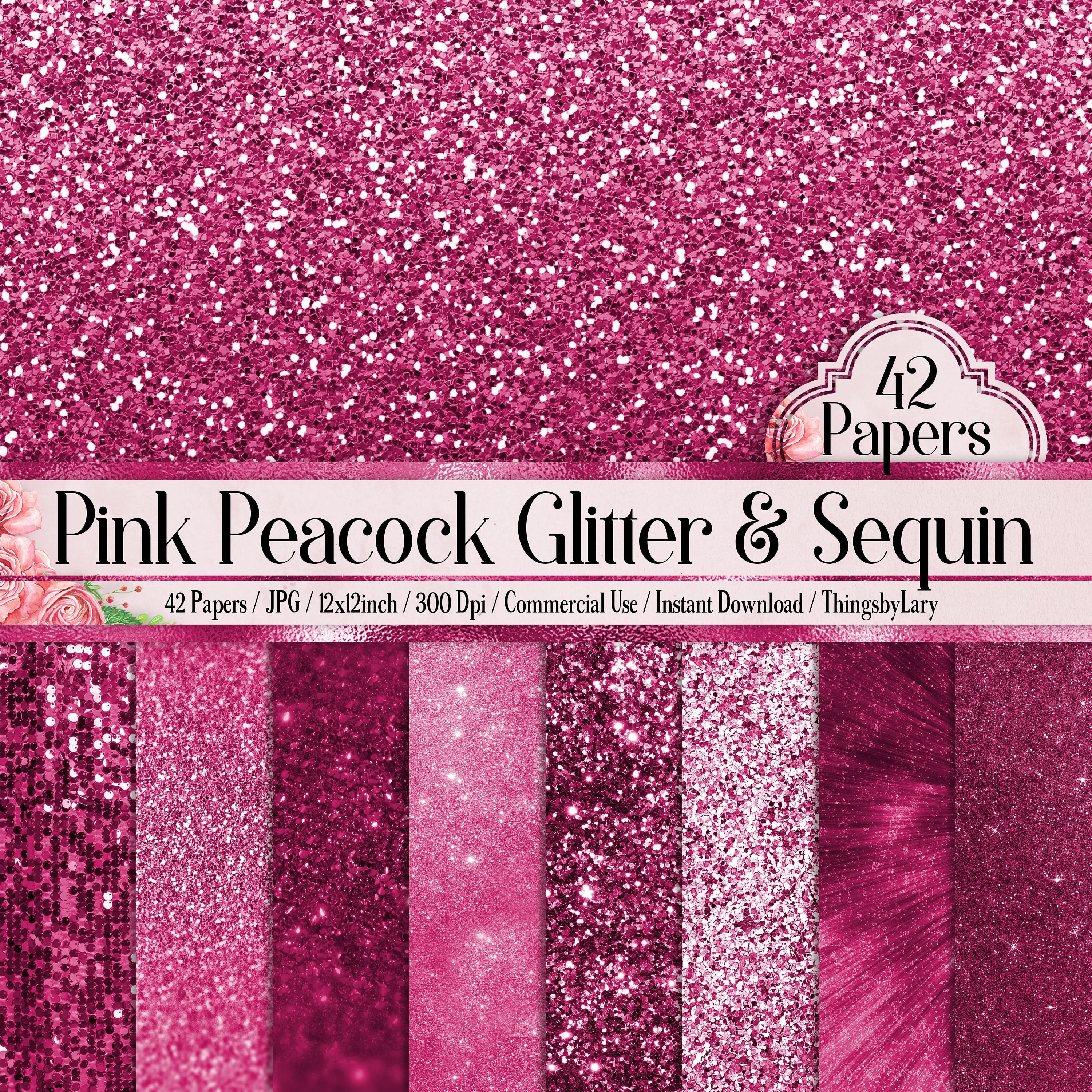 Download 42 Pink Peacock Glitter Papers 12 inch 300 Dpi Planner ...