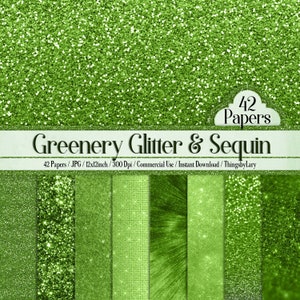 42 Luxury Greenery Glitter and Sequin Digital Papers 12 inch 300 Dpi Planner Paper Commercial Use Christmas Glitter st patrick's day Glitter