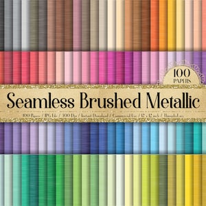 100 carte digitali con texture metallica spazzolata senza soluzione di continuità 12 pollici 300 Dpi per uso commerciale Download immediato Carta per diario metallizzata stampabile Metallo