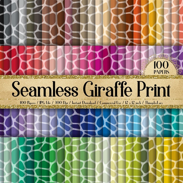 100 Papiers numériques sans couture Giraffe Print 12x12 « 300 Dpi Téléchargement instantané Planificateur d’utilisation commerciale Papier Peau d’animal Imprimable Zoo Baby Shower