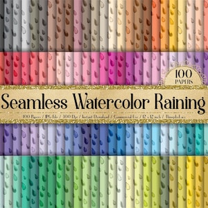 100 Seamless Watercolor Raining Papers 12 inch 300 Dpi Commercial Use Instant Download,Seamless Watercolor Papers,Seamless Raining Papers