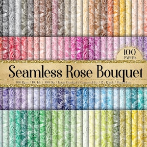 100 carte per bouquet di rose ad acquerello senza cuciture 12 pollici 300 Dpi per uso commerciale Download istantaneo, bouquet di rose senza cuciture, carte per acquerello