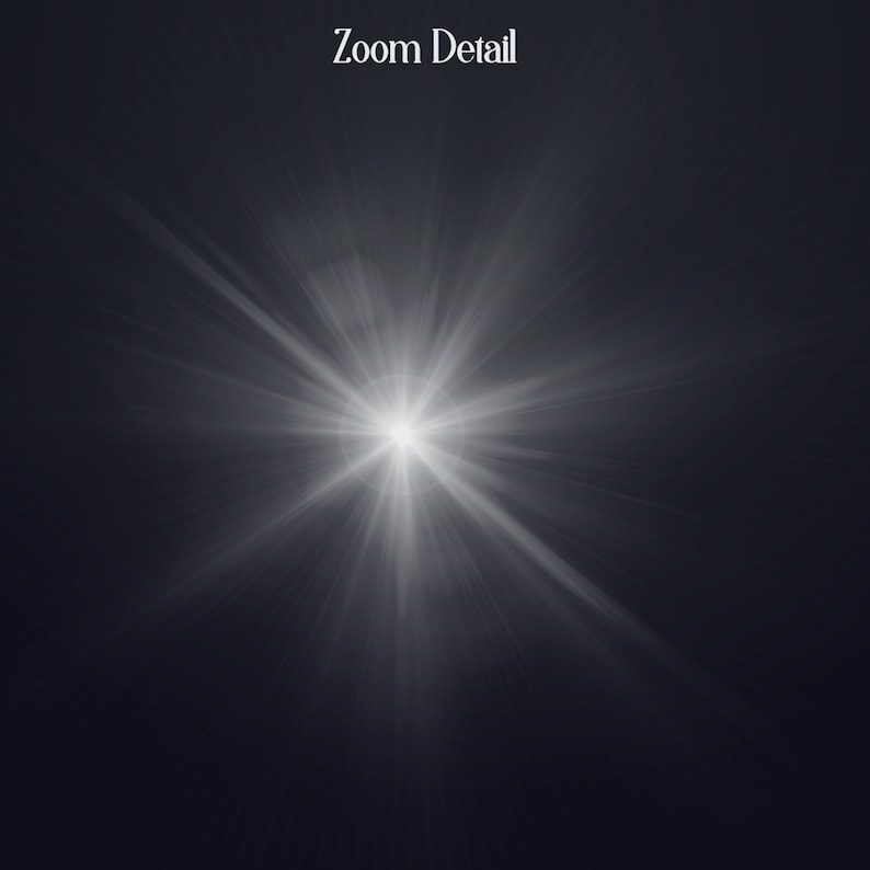 May include: A bright white light radiating outward from a central point, creating a starburst effect against a dark background.