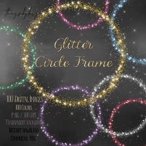 100 quadros circulares de partículas brilhantes Clip arts 300 Dpi PNG Planner Clip arts Uso comercial Casamento Festa de Natal Aniversário de namorados