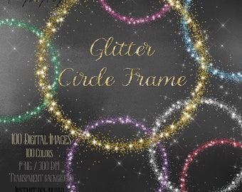 100 Glitter Particle Circle Frames Clip arts 300 Dpi PNG Planner Clip arts Commercial Use Wedding Christmas Party Valentine Anniversary
