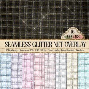 16 naadloze glitter kras net transparante overlay afbeeldingen PNG 16 kleuren commercieel gebruik instant download glitter overlay kaart maken stof