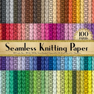 100 Seamless Knitting Papers in 12" x 12", 300 Dpi Planner Paper, Scrapbook Paper, Rainbow Paper, 100 Knitted Papers, 100 Sweater Paper