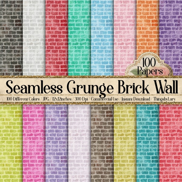 100 Seamless Grunge Brick Wall Pattern Digital Papers Commercial Use architecte pattern distressed real brick Old damaged worn brick wall