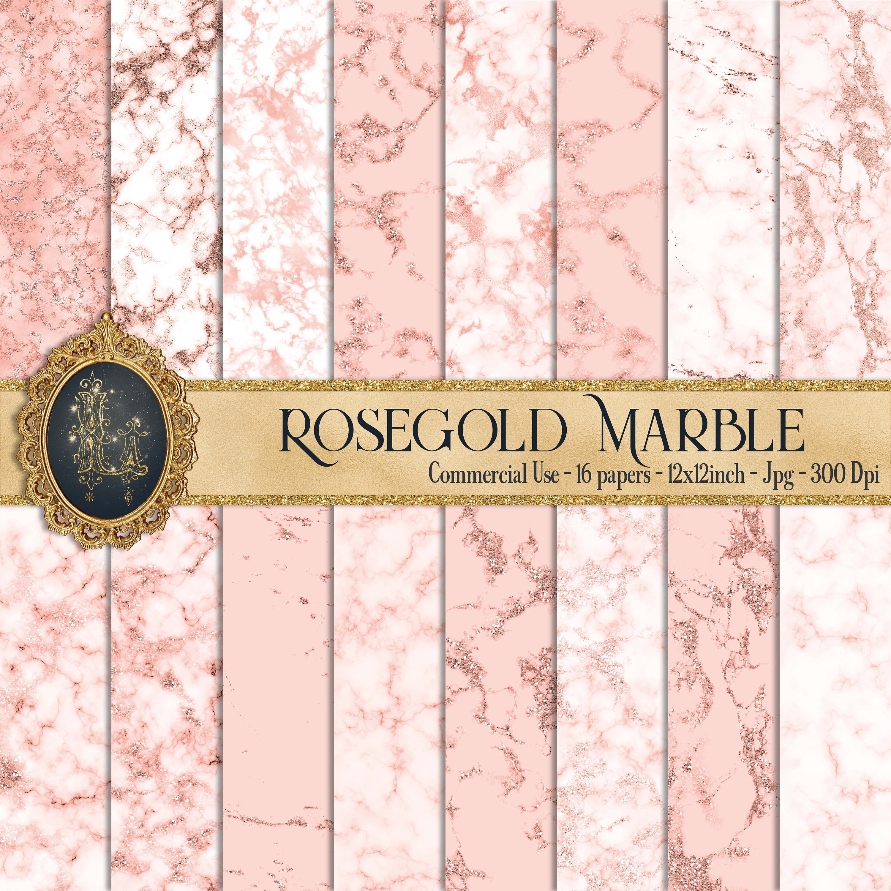 16 Rosegold Marble Papers Rosegold Marble Digital Marble Etsy UK