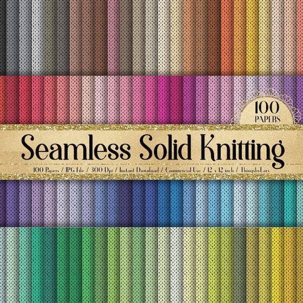 100 Seamless Solid Knitting Pattern Digital Papers 12" 300 Dpi Planner Paper Commercial Use Scrapbook Papers Rainbow Paper Winter Sweater