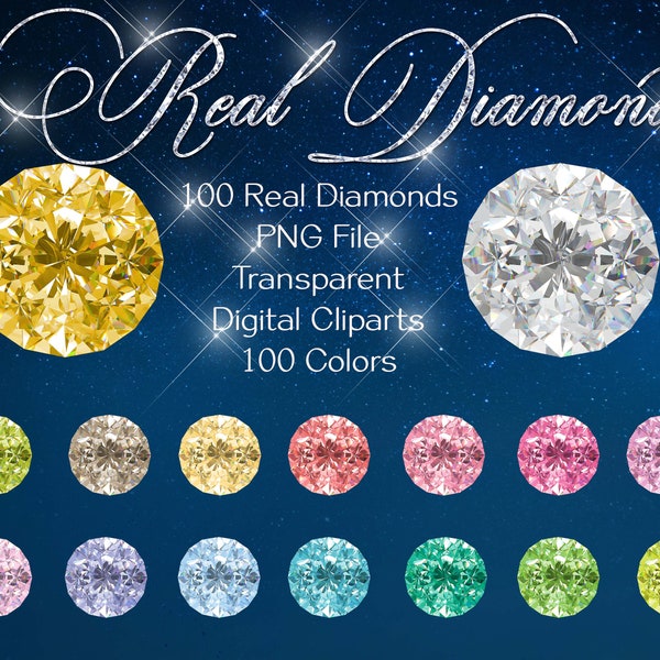 100 Real Round Diamond Cliparts,300 Dpi,Instant Download,Commercial Use,Bridal Shower,Digital ClipArt,Instant Download,Wedding Invitation