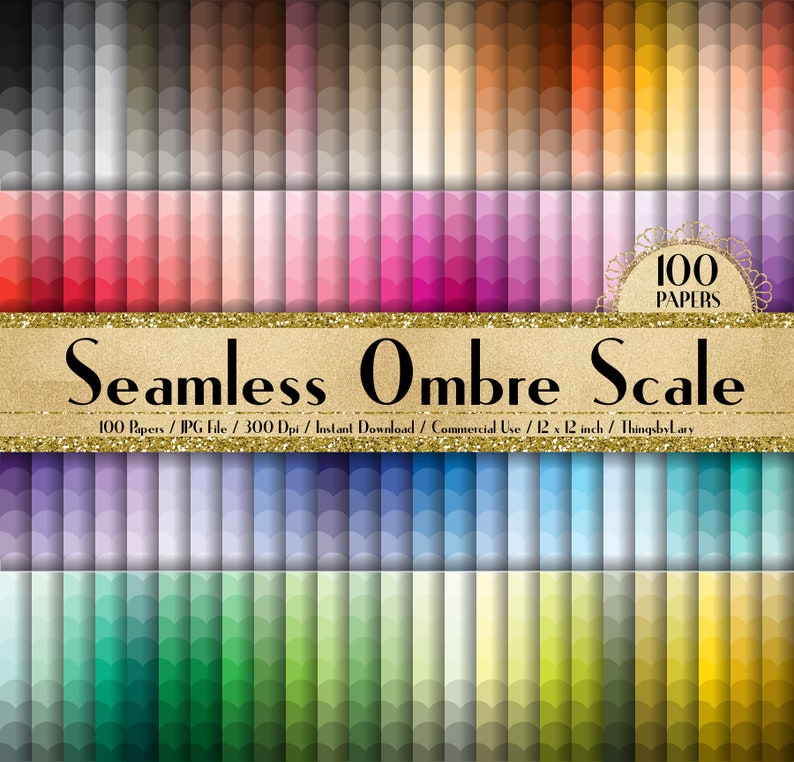 100 Seamless Ombre Scale Papers 12 Inch 300 Dpi Instant Download ...