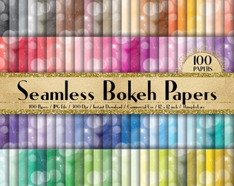 100 Seamless Dot Bokeh Papers 12 inch 300 Dpi Commercial Use Instant Download, Scrapbooking Glam Kit, Seamless Bokeh, Dot Bokeh Papers