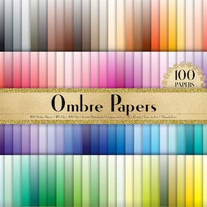 100 Ombre Color Papers in 12 inch, 300 Dpi Planner Paper, Commercial Use, Scrapbook Paper,Rainbow Paper,100 Digital Papers, Ombre Background image 1