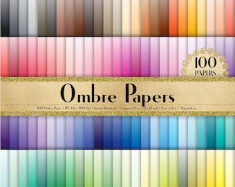 100 Ombre Color Papers in 12 inch, 300 Dpi Planner Paper, Commercial Use, Scrapbook Paper,Rainbow Paper,100 Digital Papers, Ombre Background