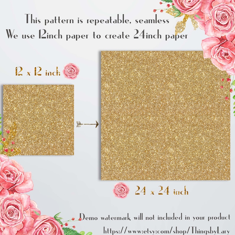 16 Seamless Gold Glitter Digital Papers 12 300 dpi commercial use instant download sparkle digital glitter seamless gold seamless glitter image 9